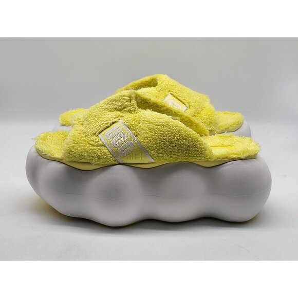 UGG Sugarcloud Slide Sandals Yellow Terry 3" Platform Women Slippers Shoes Size - Picture 4 of 10